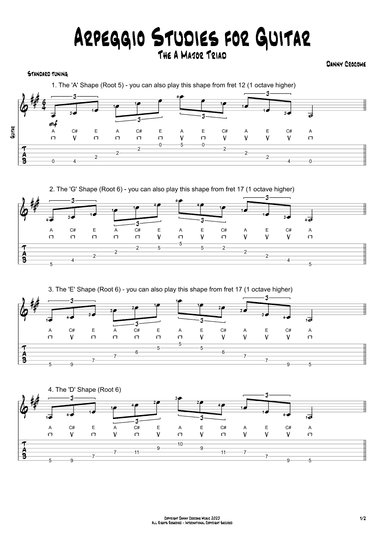 Arpeggio Studies for Guitar - The A Major Triad
