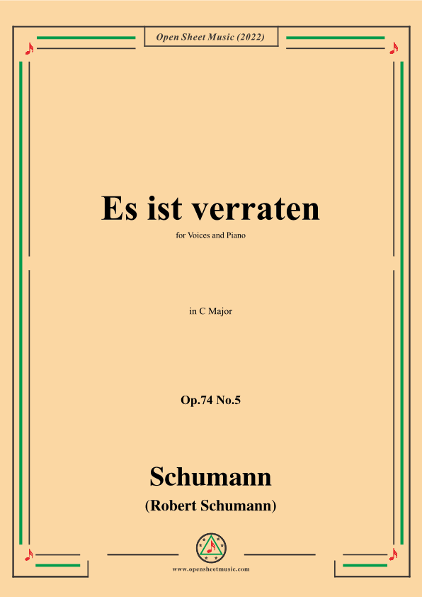 Schumann-Es ist verraten,Op.74 No.5,in C Major (arr. OSM Press)