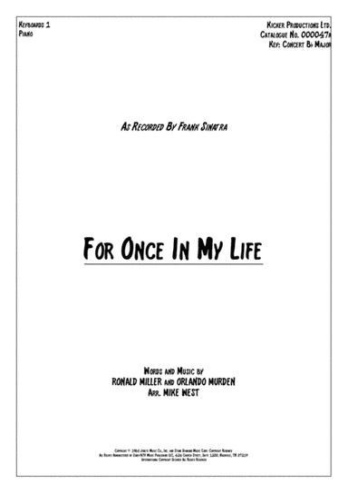 For Once In My Life (arr. Mike West)