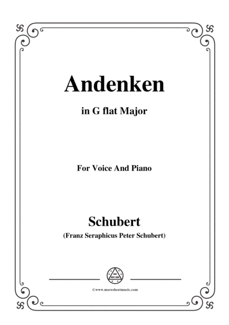 Schubert-Andenken,in G flat Major,for Voice&Piano (arr. MSM)