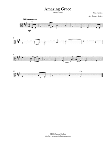 Amazing Grace - for easy viola (arr. Samuel Stokes)