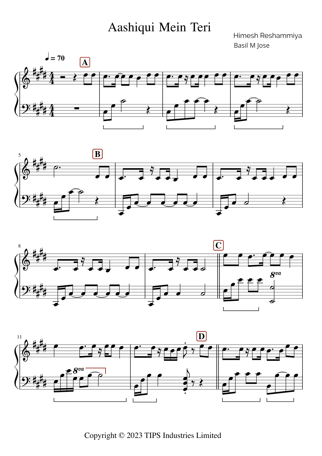 Aashiqui Mein Teri (arr. Basil M Jose)