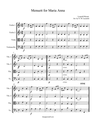 Menuett for Maria Anna (arr. Nick Lacanski)