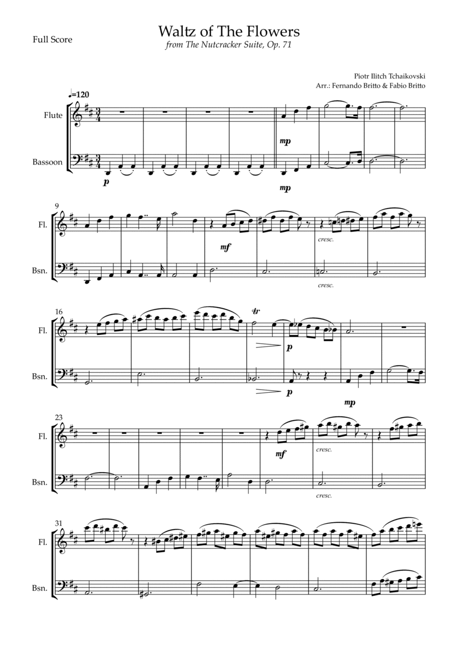 Waltz of The Flowers - from Nutcracker (P. I. Tchaikovsky) for Flute & Bassoon Duo (arr. Fernando Britto, Fabio Britto)