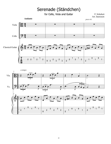 Serenade - Ständchen - ( Cello and Viola) (arr. Jauresson B Lima)