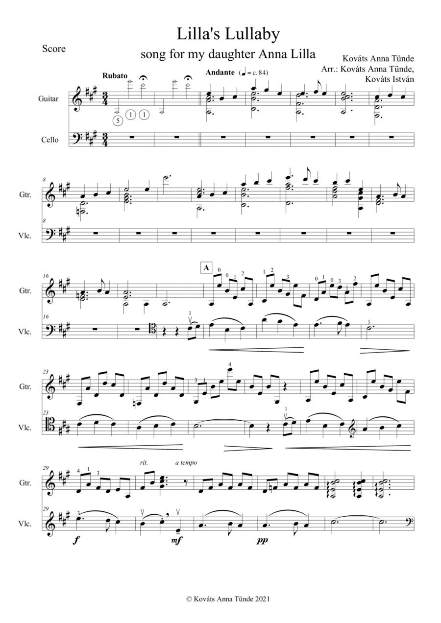 Lilla's Lullaby - for guitar and cello