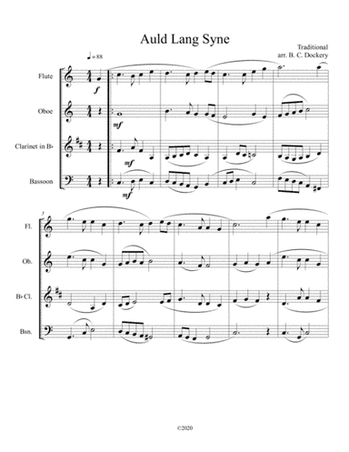 Auld Lang Syne for Wind Quartet (arr. B. C. Dockery)