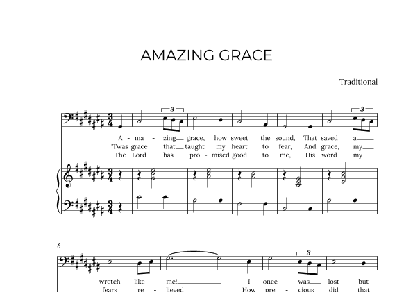 AMAZING GRACE - for piano and baritone in C# major (arr. Alex Nunes Rodrigues)