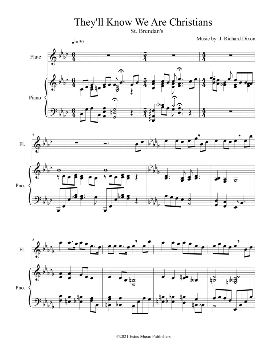 They'll Know We Are Christians for Solo Flute and Piano (arr. J. Richard Dixon)