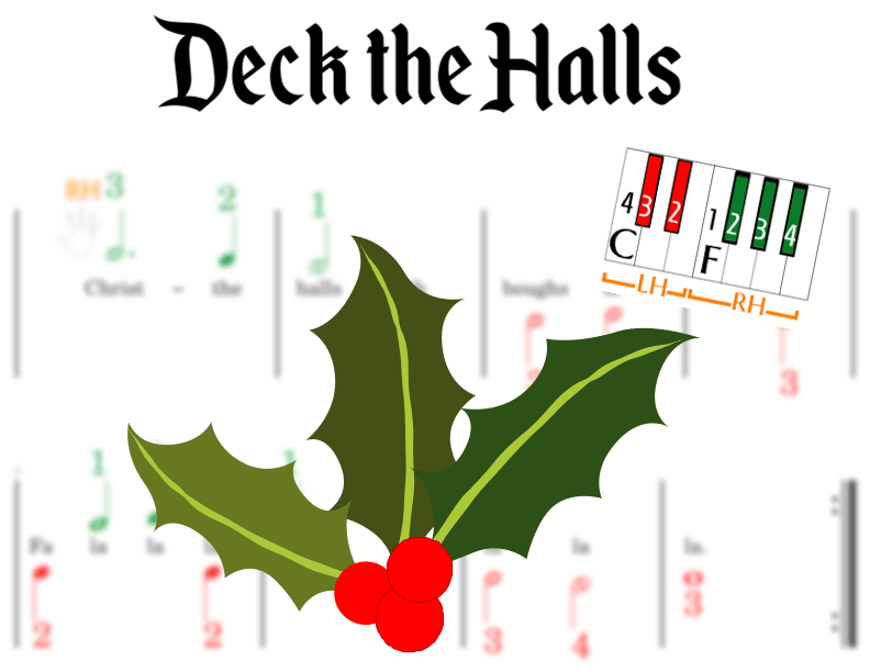 Deck the Halls - Pre-staff Finger Numbers on Black + White Keys (arr. Elizabeth Essex)