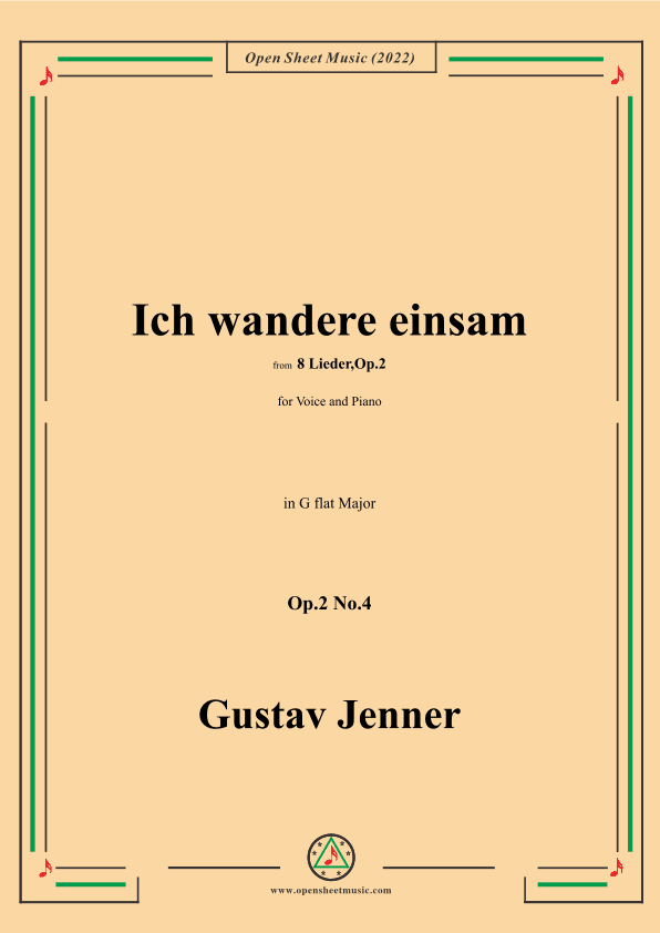 Jenner-Ich wandere einsam,in G flat Major,Op.2 No.4 (arr. OSM Press)