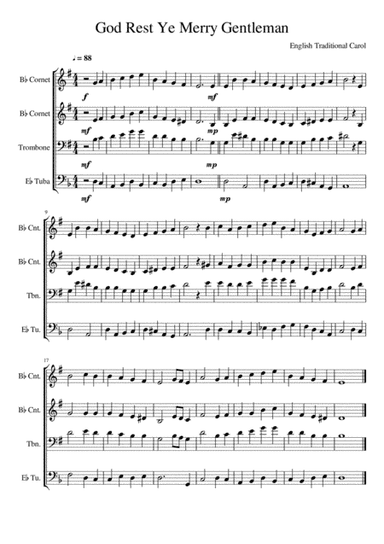 God Rest Ye Merry Gentlemen - Brass Quartet (arr. Kacie J. Rickells)