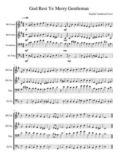 God Rest Ye Merry Gentlemen - Brass Quartet (arr. Kacie J. Rickells)