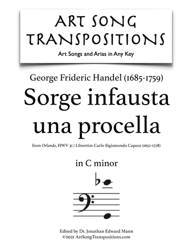 HANDEL: Sorge infausta una procella (transposed to C minor) (arr. ArtSongTranspositions.com)