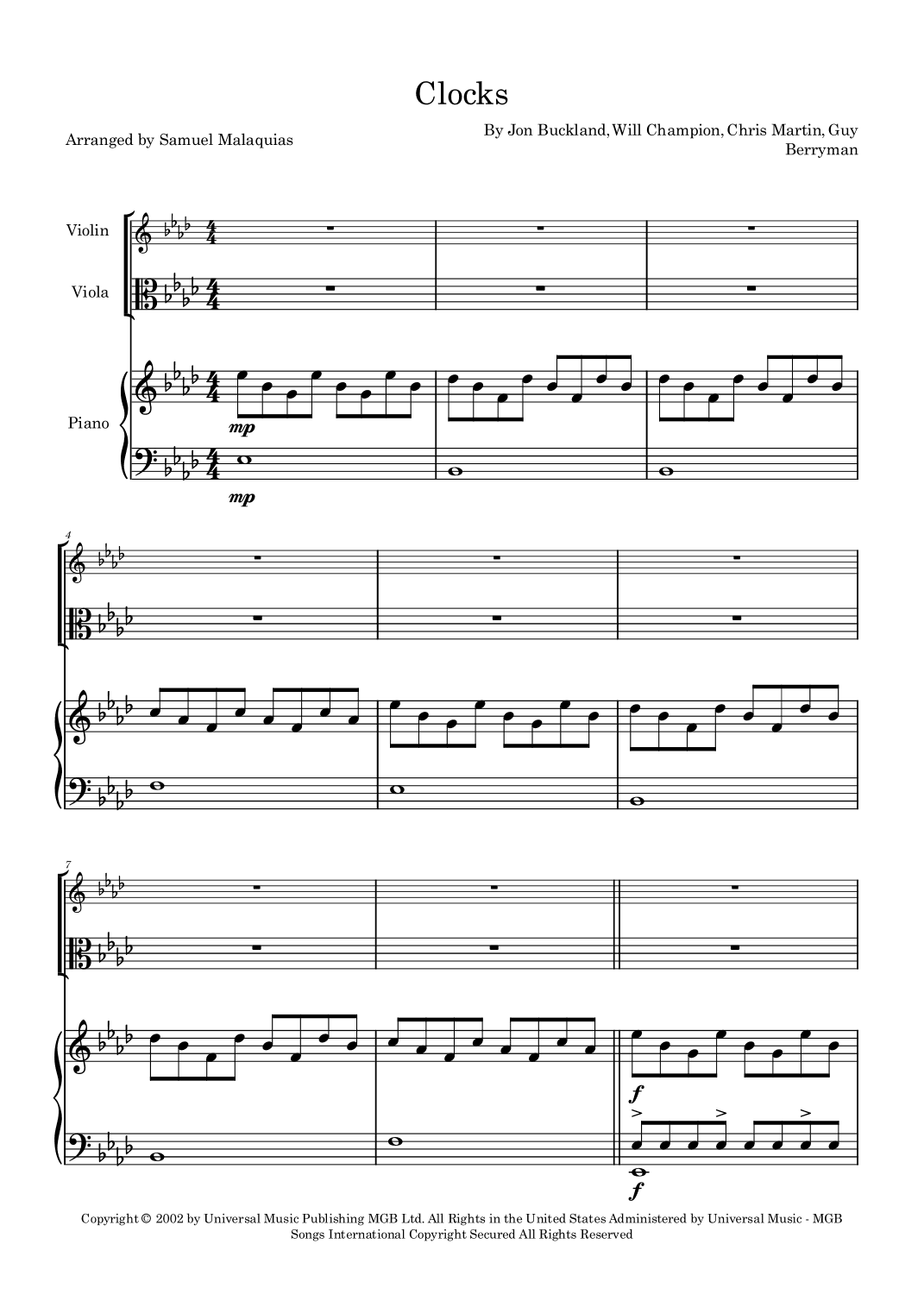 Clocks (arr. SAMUEL DE SOUZA MALAQUIAS)