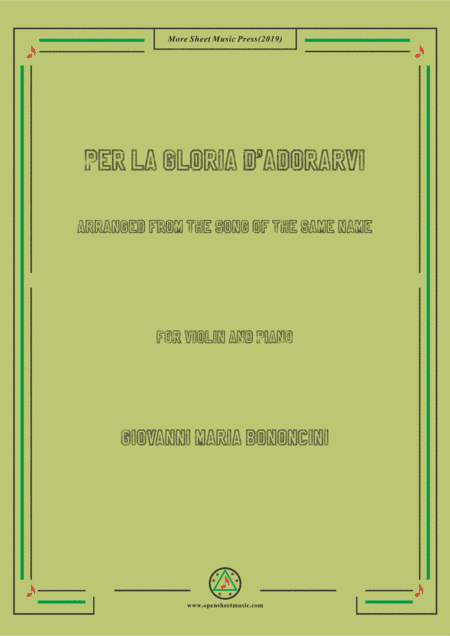 Bononcini-Per la gloria d'adorarvi, for Violin and Piano (arr. MSM)
