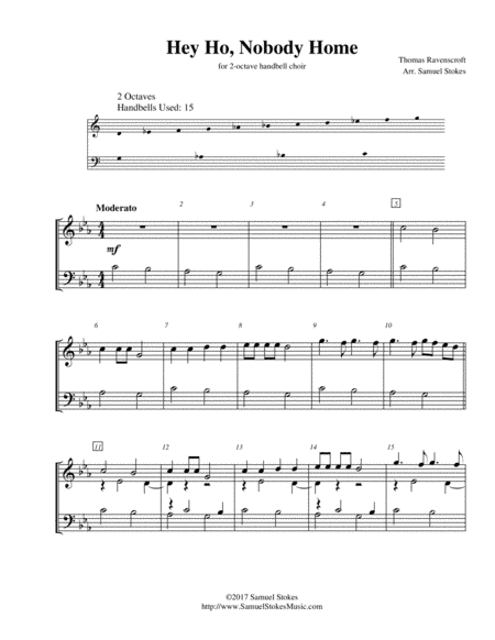 Hey Ho, Nobody Home - for 2-octave handbell choir (arr. Samuel Stokes)