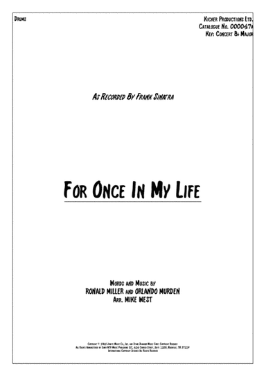 For Once In My Life (arr. Mike West)