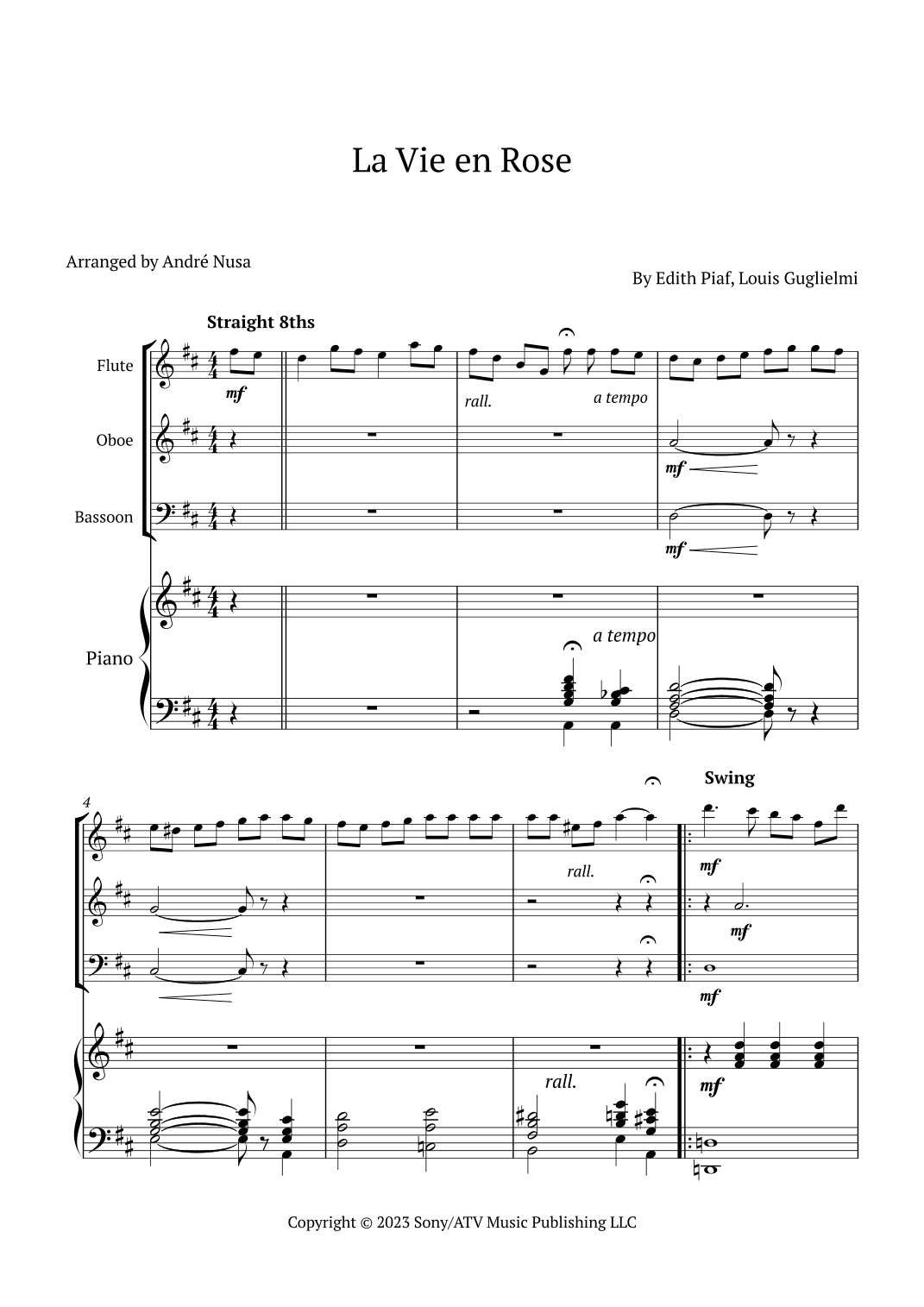 La Vie En Rose (arr. André Nusa)