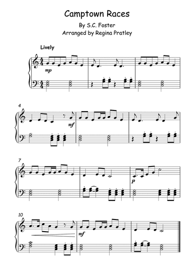Camptown Races (easy piano version) (arr. Regina Pratley)