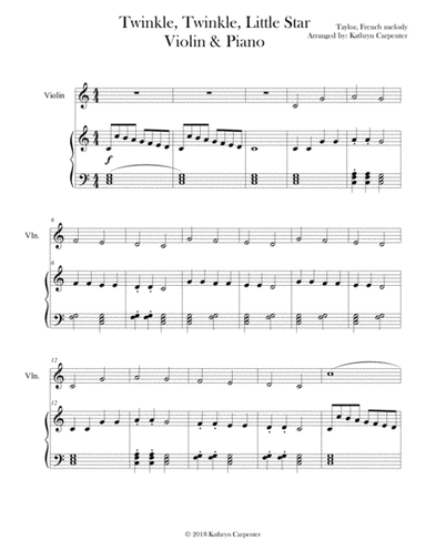 Twinkle, Twinkle, Little Star (Piano & Violin) (arr. Kathryn Carpenter)