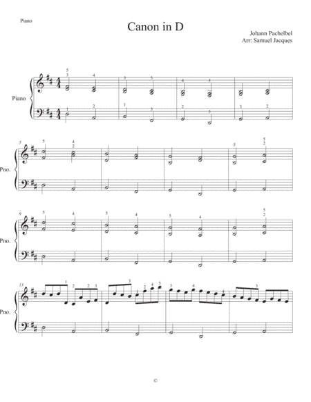 Canon in D (arr. Samuel Jacques)