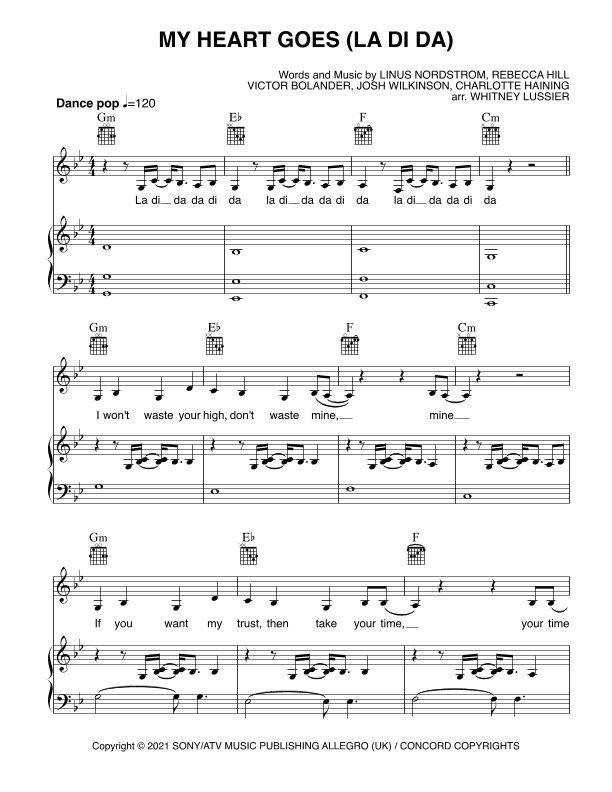 My Heart Goes (ladida) (arr. Whitney Lussier)
