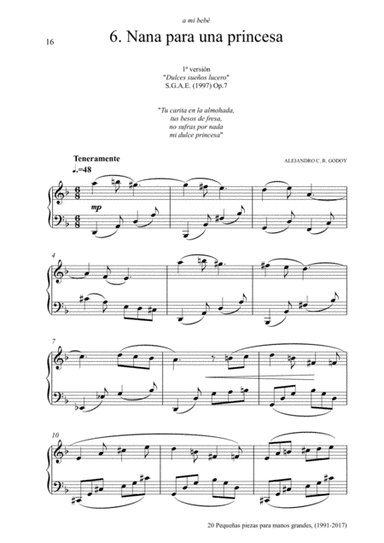 20 Piezas, Op. 4 (2017) No. 6. Nana para una princesa