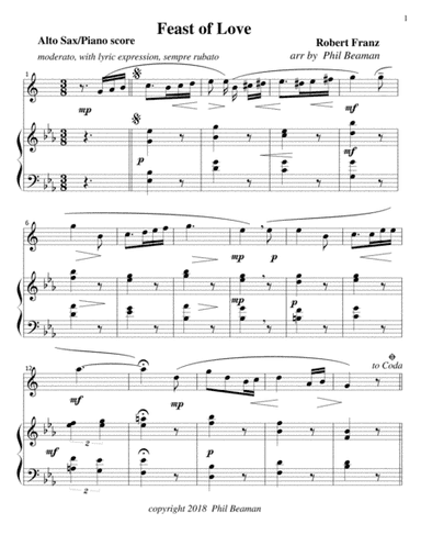 Feast of Love - Alto Sax/Piano (arr. Phil Beaman)