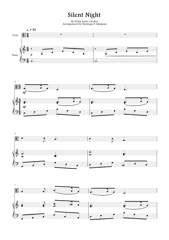 Silent Night (Stille Nacht) (arr. Henrique F Mangoni)