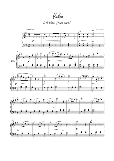 Valse by Weber for easy piano (arr. PianoSheetNow)