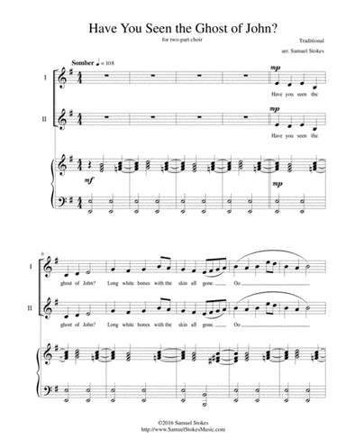 Have You Seen the Ghost of John? - for 2-part choir (arr. Samuel Stokes)