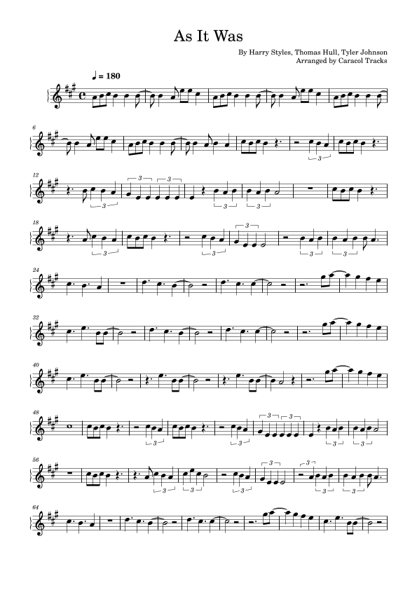 As It Was (arr. Caracol Tracks)