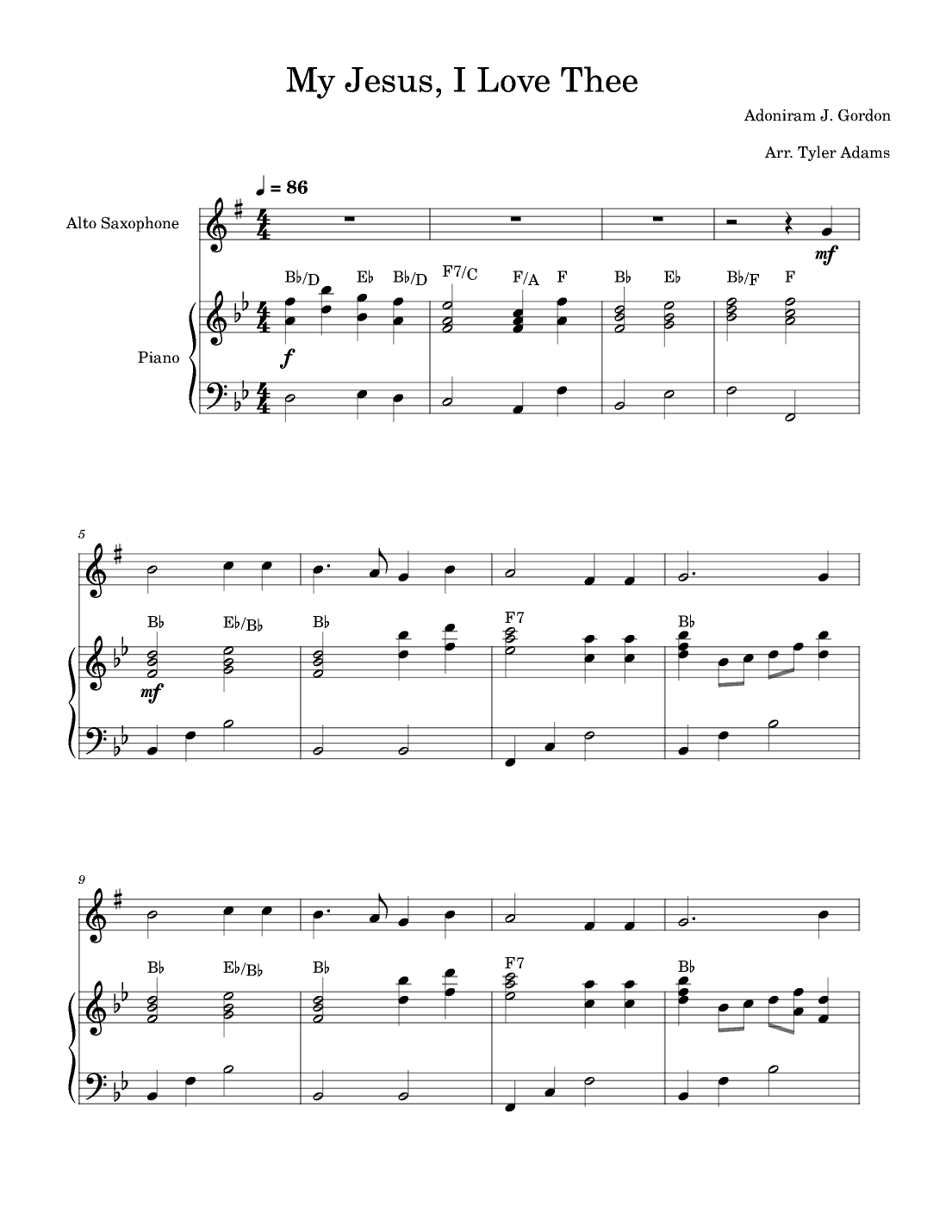 My Jesus, I Love Thee (Alto Sax Solo and Piano) (arr. Tyler Adams)