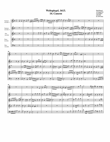Canzon no.14 a5 (Weltspiegel, 1613) (arrangement for 5 recorders) (arr. Gil Garty)