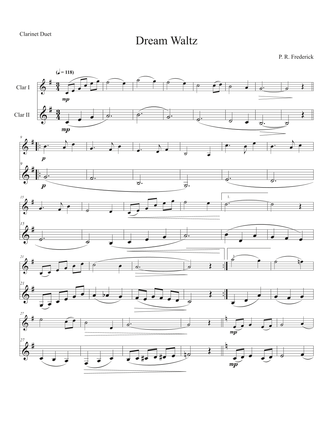 Dream Waltz (Clarinet Duet)