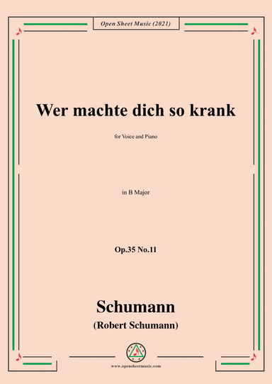 Schumann-Wer machte dich so krank,Op.35 No.11 in B Major (arr. Open Cloud)