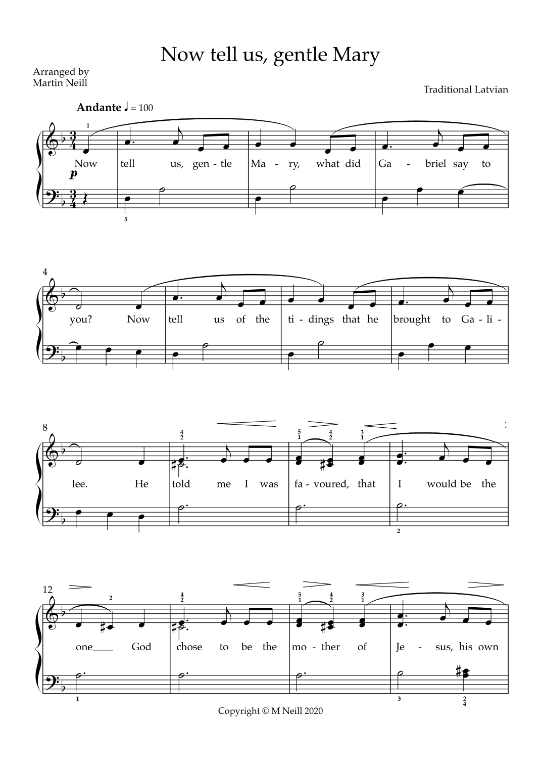 Now tell us, gentle Mary (arr. Martin Neill)