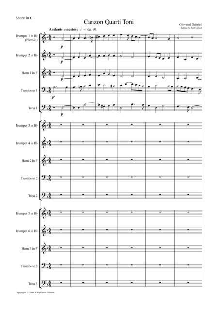 Gabrieli: Canzon Quarti Toni for 3 Brass Quintets (arr. Roar Kvam)