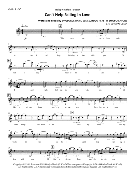 Can't Help Falling In Love (arr. David W. Cason)