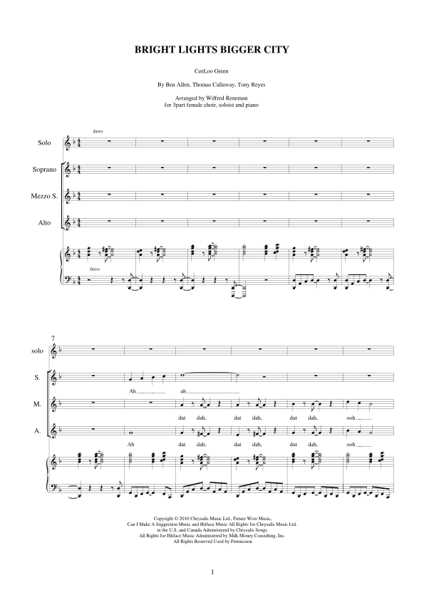 Bright Lights Bigger City (arr. Wilfred Reneman)