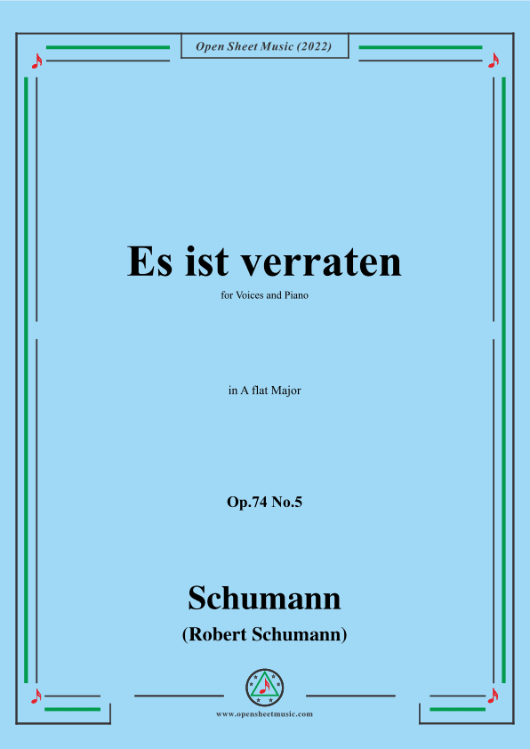 Schumann-Es ist verraten,Op.74 No.5,in A flat Major (arr. OSM Press)
