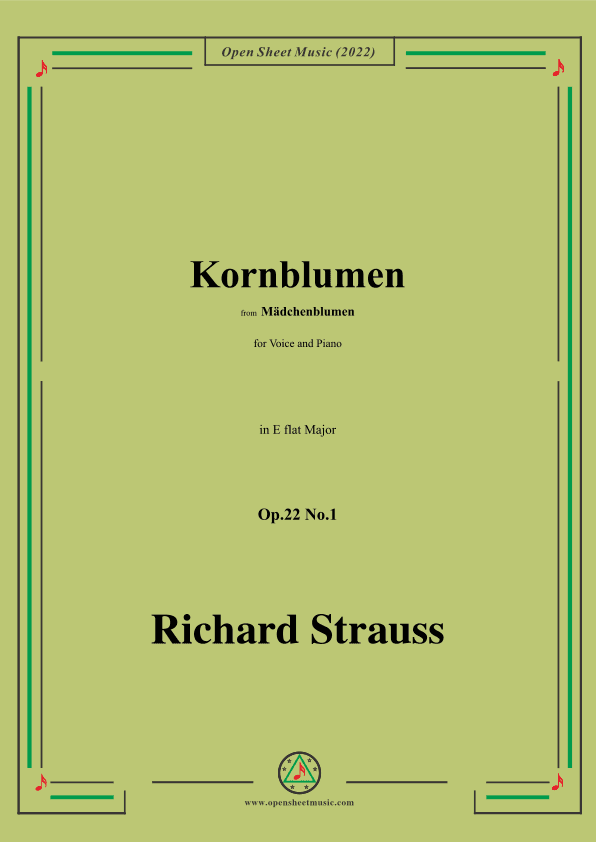 Richard Strauss-Kornblumen,Op.22 No.1,in E flat Major (arr. OSM Press)
