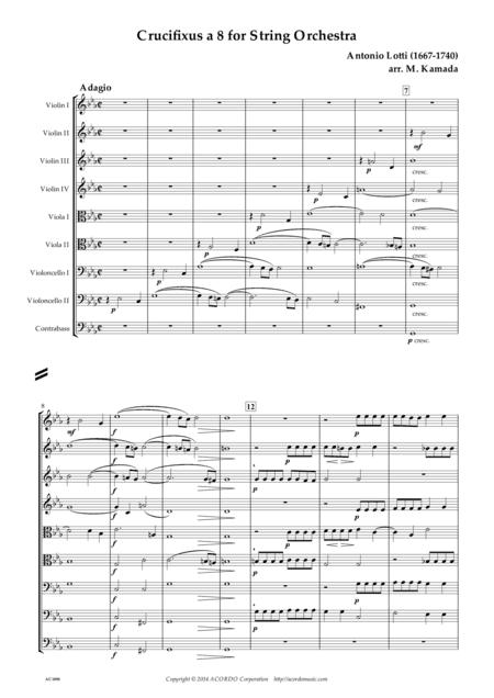 Crucifixus a 8 for String Orchestra (arr. Mikio Kamada)