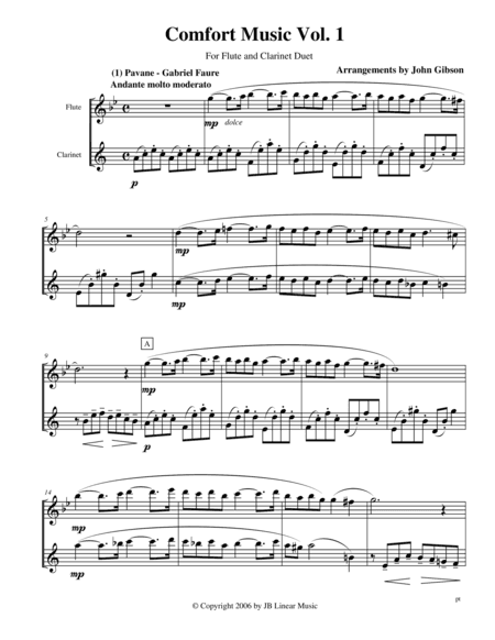 Comfort Music for Flute and Clarinet duet (arr. John Gibson)