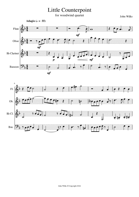 Little Counterpoint arranged for a woodwind quartet