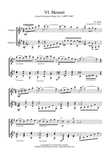 Menuet Suite 2 BWV 1067 for guitar duo (arr. K. Krantz)