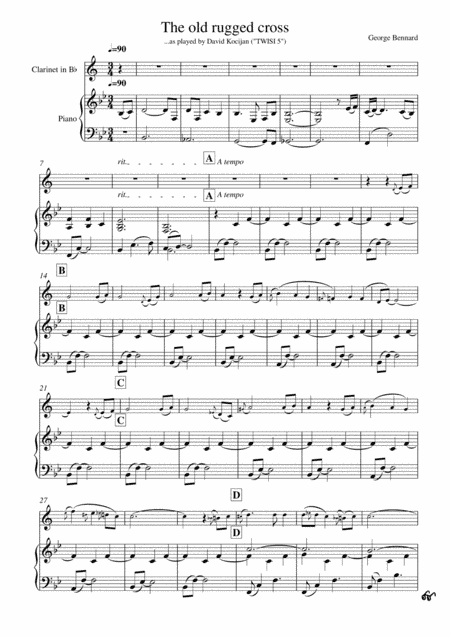 The old rugged cross (piano & clarinet in Bb) (arr. David Kocijan)