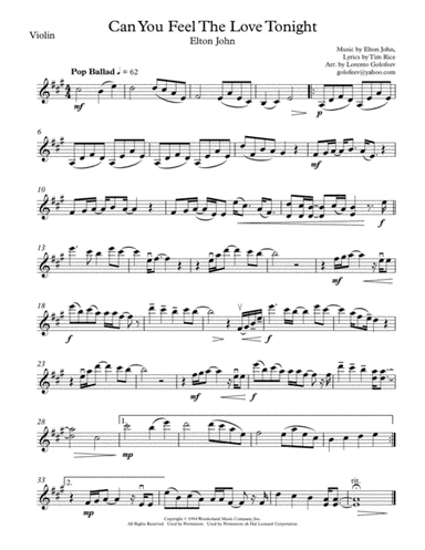 Can You Feel The Love Tonight (arr. Lorento Golofeev)