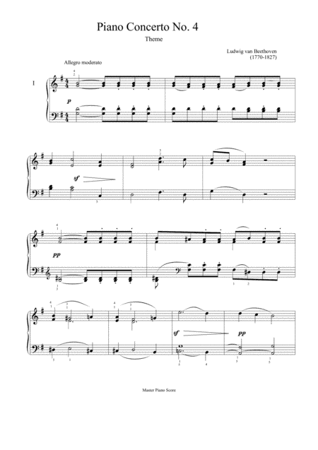 Beethoven - Theme from piano concerto No.4 (Easy piano arrangement) (arr. MPS)